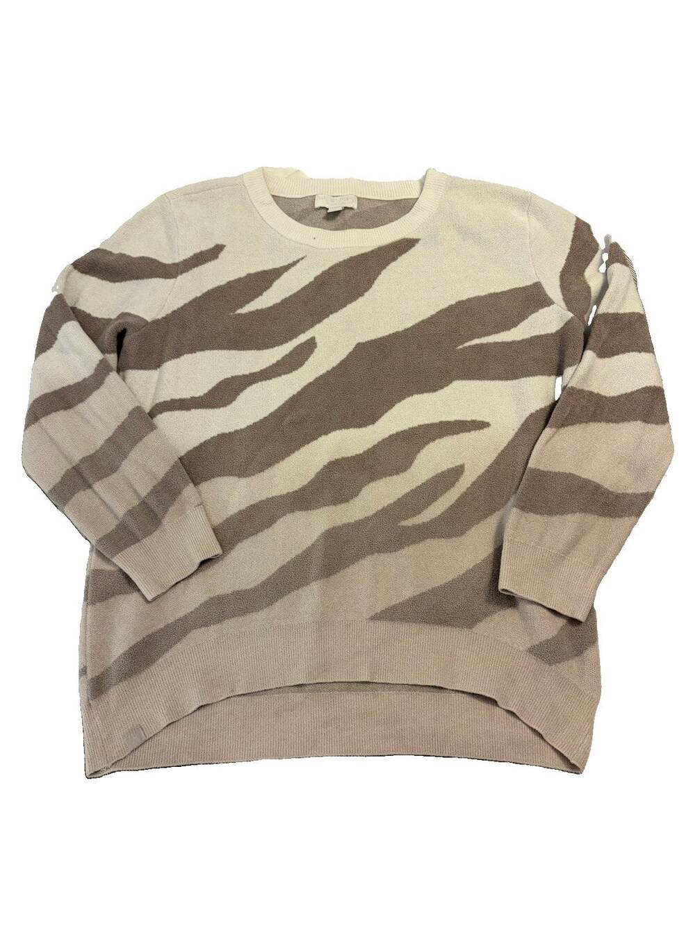 Barefoot Dreams Brown Zebra Print ombré Cozy Chic Ultra Lite Sweater